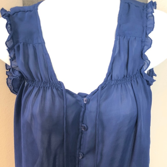 Zara Trf Collection Sheer Flowy Navy Tank Blouse S - Picture 3 of 7